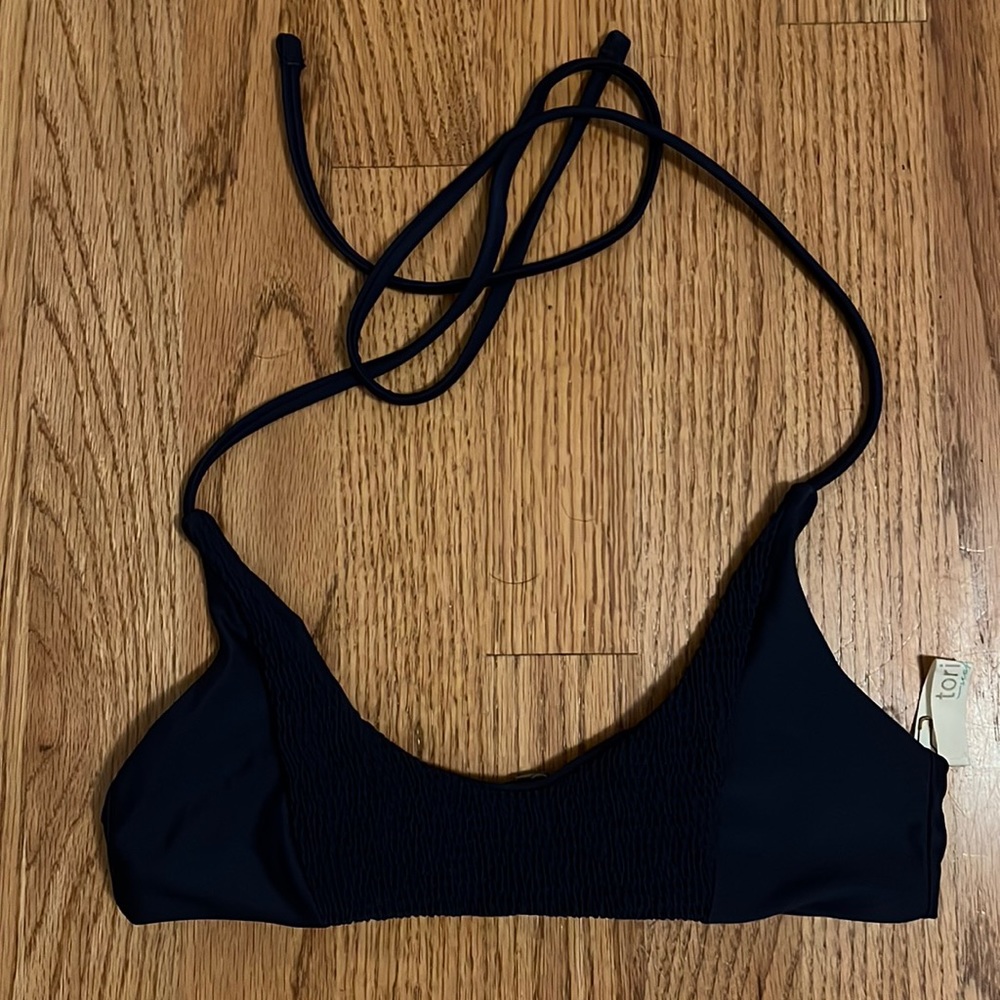 Tori Praver Seafoam Bikini top. New. Navy blue. Size Small.